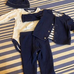 Janie and Jack Baby Outfit Set - Navy and White